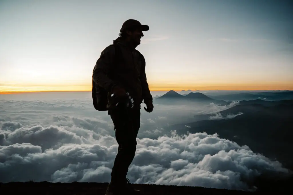 silhouette volcano cloud